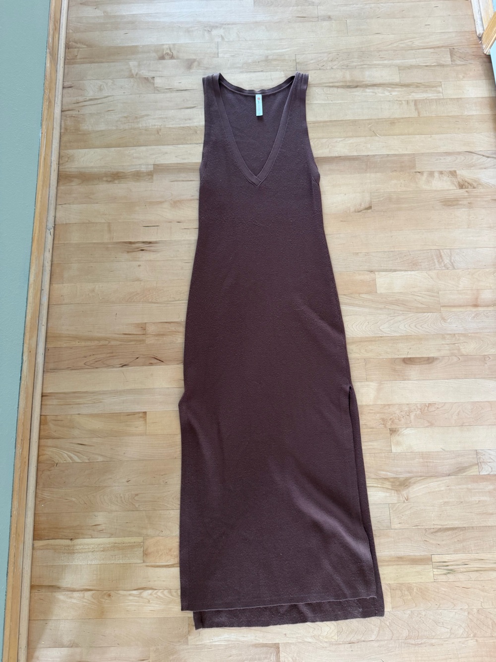 Anthropologie Daily Practice Sleeveless V-Neck Maxi Dress in Dark Brown